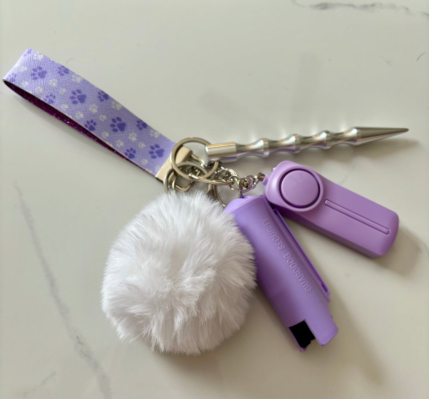 Purple Paw Handmade Safety Keychain