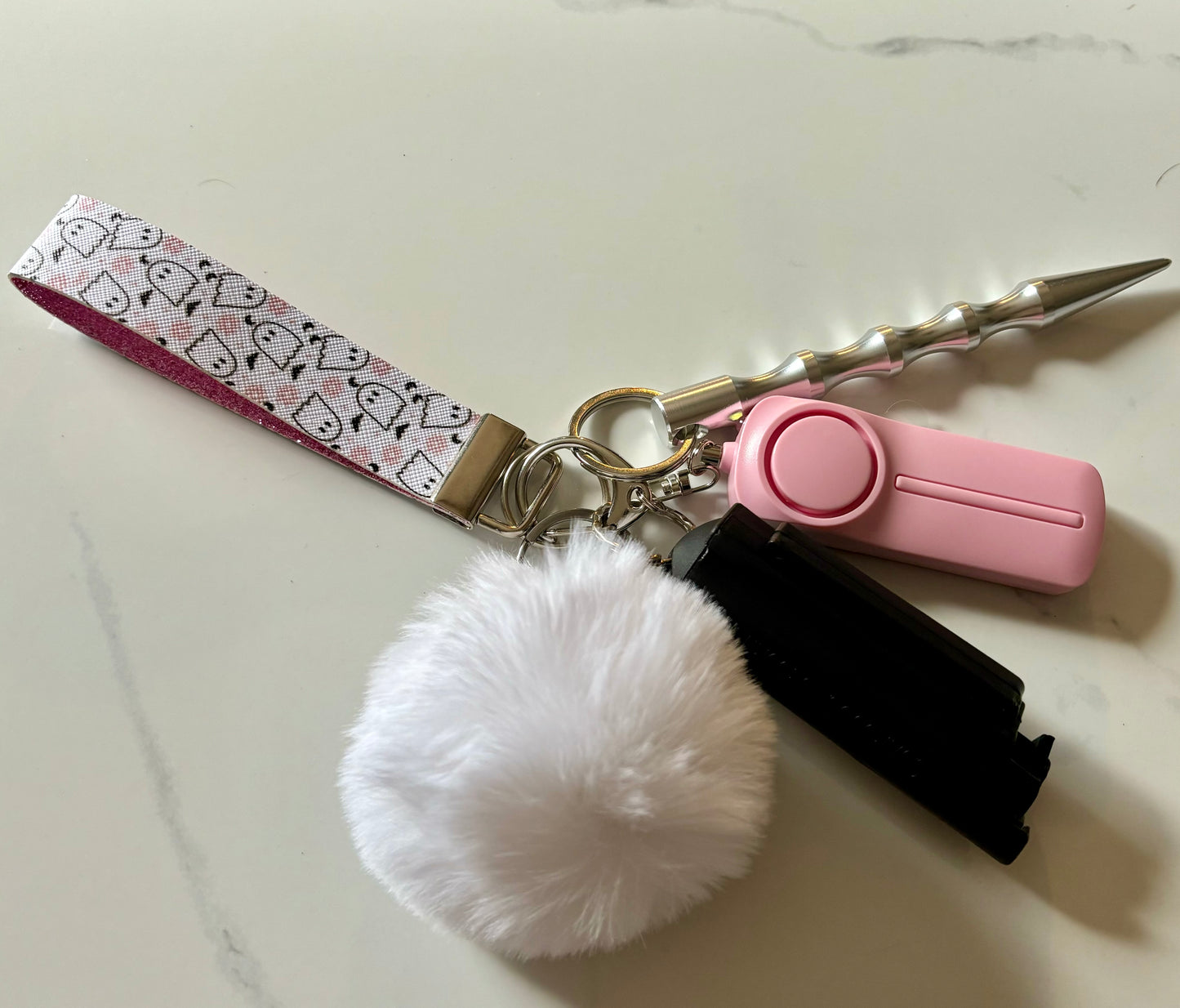 Pink Halloween Handmade Safety Keychain