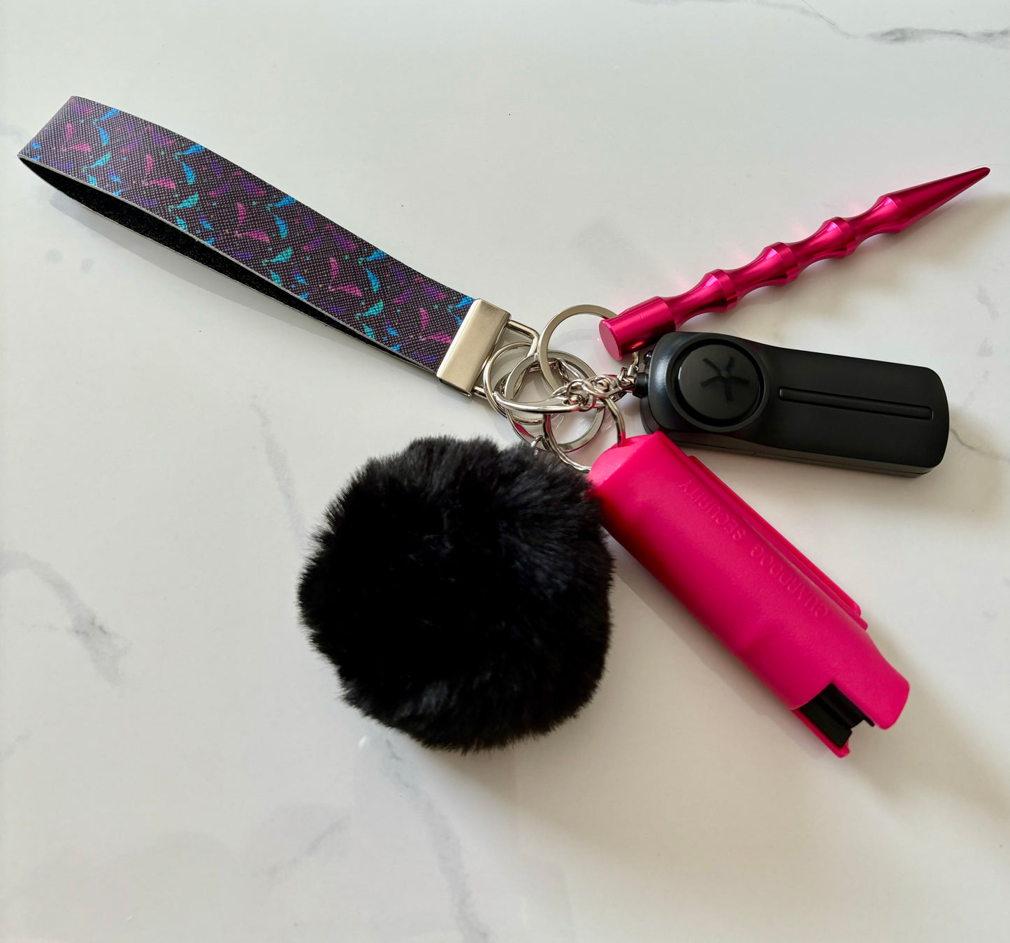 Pink Bats Handmade Safety Keychain