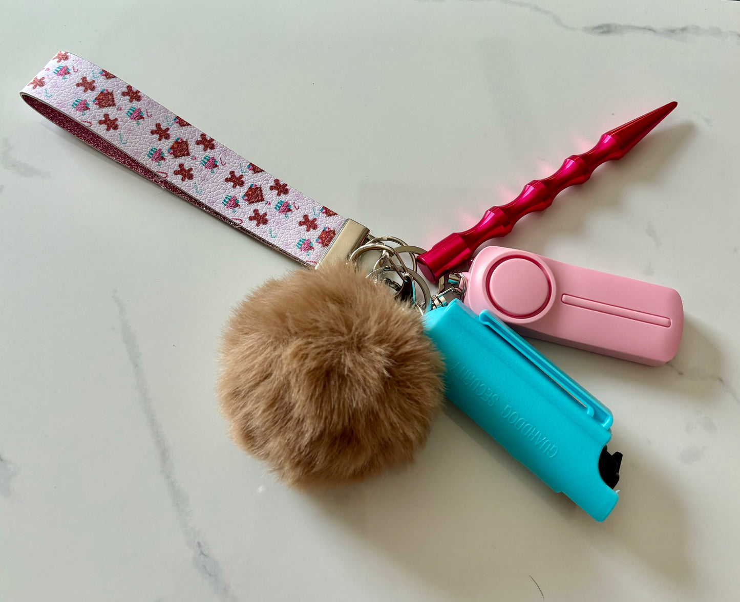 Pink Christmas Cookie Handmade Safety Keychain